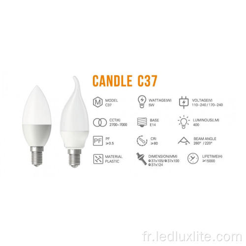 ampoule led c37 560lm led maïs lumière